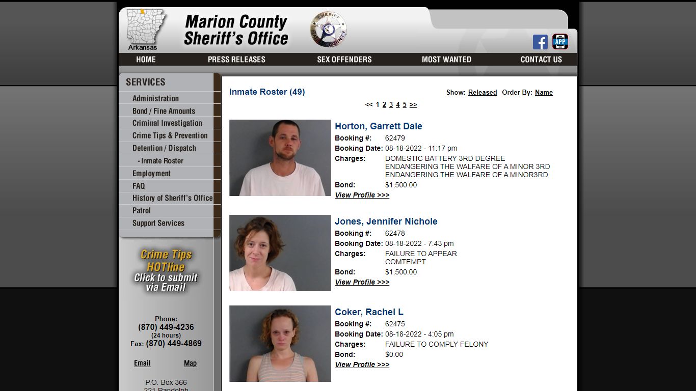 Inmate Roster (46) - Marion County Sheriff's Office