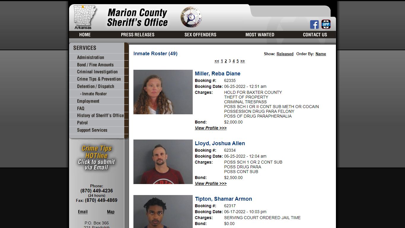 Inmate Roster (45) - Marion County Sheriff's Office